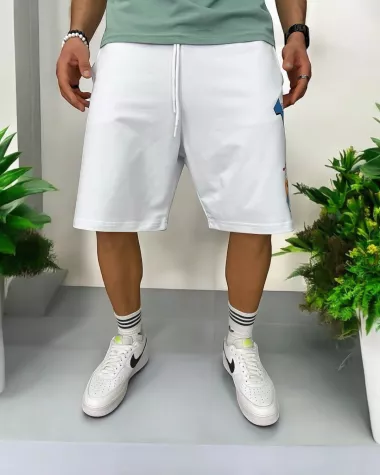Pantaloni de trening scurti,albi, cu imprimeu Y240 O3-2.1
